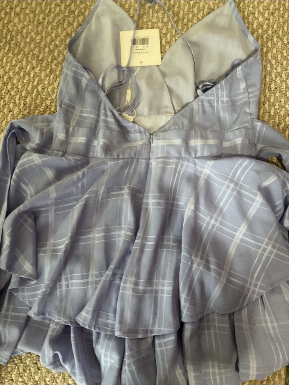 Selfie Leslie Lavender Plaid V-Neck Women's Romper - Picture 9 of 10